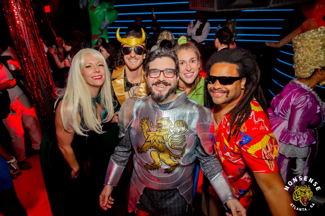 Nonsense Halloween 2025 at 404.exe - Kimber and Tom Bruno were the DJs - Photo by by @hellacurious - Decor and art installations by Scott and Tad - Monster Fortune Telling by Mystic Madison