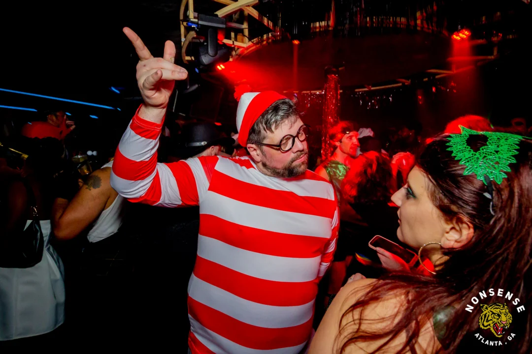 Nonsense Halloween 2025 at 404.exe - Kimber and Tom Bruno were the DJs - Photo by by @hellacurious - Decor and art installations by Scott and Tad - Monster Fortune Telling by Mystic Madison