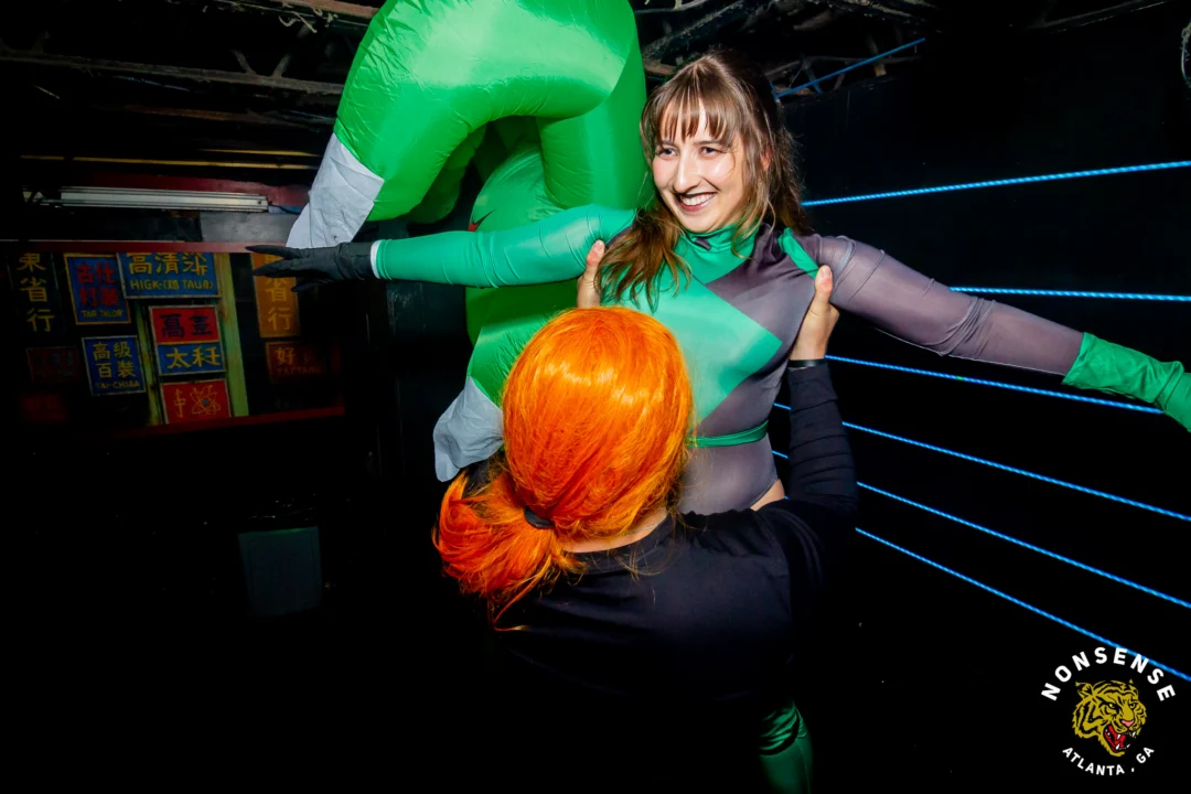 Nonsense Halloween 2025 at 404.exe - Kimber and Tom Bruno were the DJs - Photo by by @hellacurious - Decor and art installations by Scott and Tad - Monster Fortune Telling by Mystic Madison