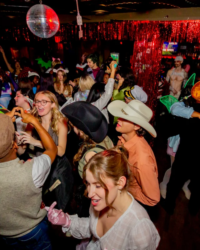 Nonsense Halloween 2025 at 404.exe - Kimber and Tom Bruno were the DJs - Photo by by @hellacurious - Decor and art installations by Scott and Tad - Monster Fortune Telling by Mystic Madison