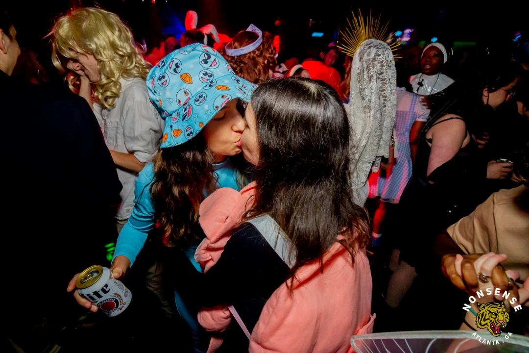 Nonsense Halloween 2025 at 404.exe - Kimber and Tom Bruno were the DJs - Photo by by @hellacurious - Decor and art installations by Scott and Tad - Monster Fortune Telling by Mystic Madison