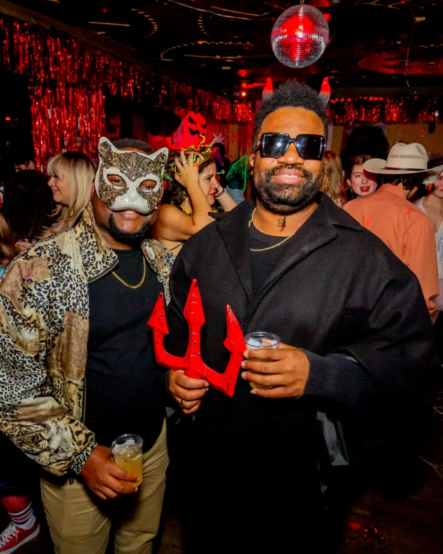 Nonsense Halloween 2025 at 404.exe - Kimber and Tom Bruno were the DJs - Photo by by @hellacurious - Decor and art installations by Scott and Tad - Monster Fortune Telling by Mystic Madison
