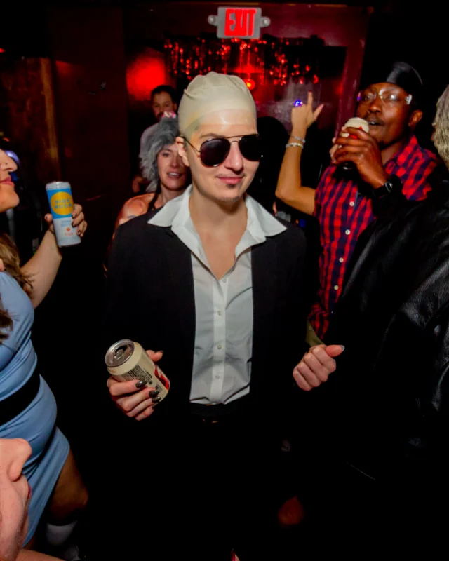 Nonsense Halloween 2025 at 404.exe - Kimber and Tom Bruno were the DJs - Photo by by @hellacurious - Decor and art installations by Scott and Tad - Monster Fortune Telling by Mystic Madison