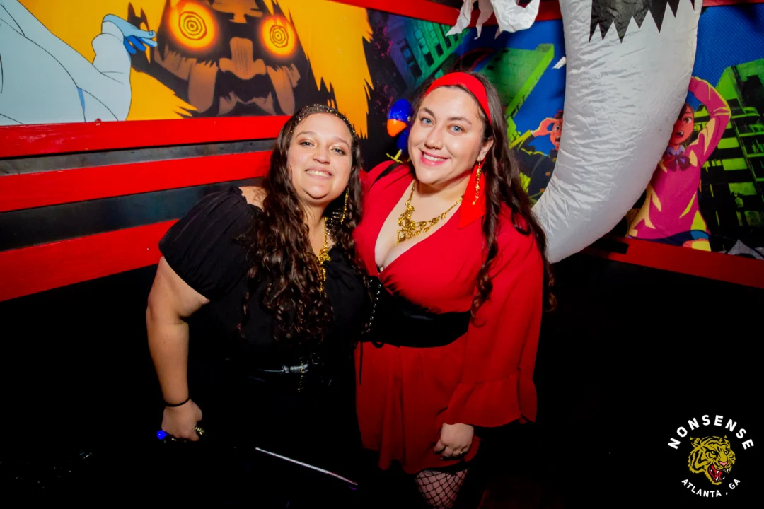 Nonsense Halloween 2025 at 404.exe - Kimber and Tom Bruno were the DJs - Photo by by @hellacurious - Decor and art installations by Scott and Tad - Monster Fortune Telling by Mystic Madison