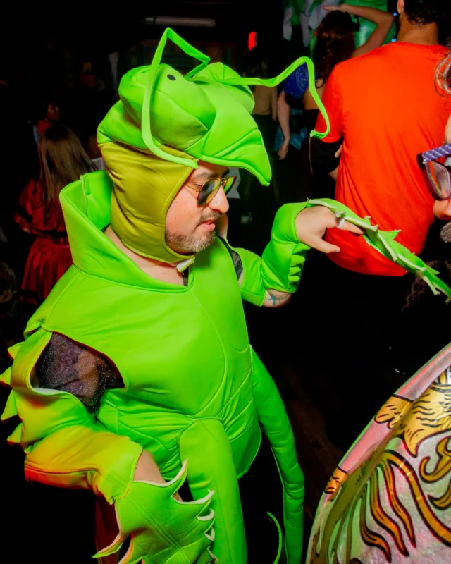 Nonsense Halloween 2025 at 404.exe - Kimber and Tom Bruno were the DJs - Photo by by @hellacurious - Decor and art installations by Scott and Tad - Monster Fortune Telling by Mystic Madison