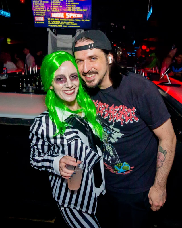 Nonsense Halloween 2025 at 404.exe - Kimber and Tom Bruno were the DJs - Photo by by @hellacurious - Decor and art installations by Scott and Tad - Monster Fortune Telling by Mystic Madison