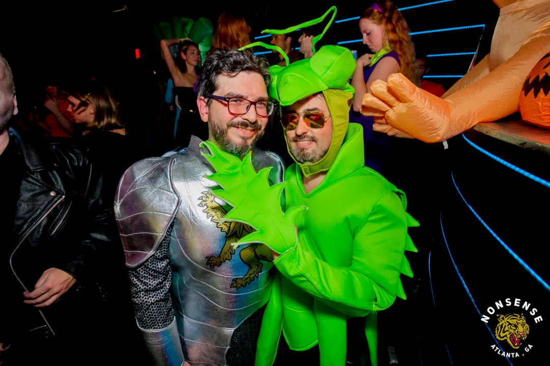 Nonsense Halloween 2025 at 404.exe - Kimber and Tom Bruno were the DJs - Photo by by @hellacurious - Decor and art installations by Scott and Tad - Monster Fortune Telling by Mystic Madison