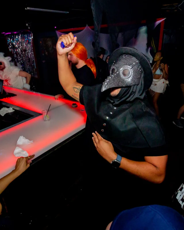 Nonsense Halloween 2025 at 404.exe - Kimber and Tom Bruno were the DJs - Photo by by @hellacurious - Decor and art installations by Scott and Tad - Monster Fortune Telling by Mystic Madison