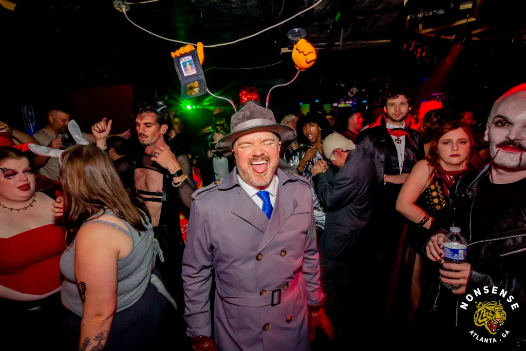 Nonsense Halloween 2025 at 404.exe - Kimber and Tom Bruno were the DJs - Photo by by @hellacurious - Decor and art installations by Scott and Tad - Monster Fortune Telling by Mystic Madison