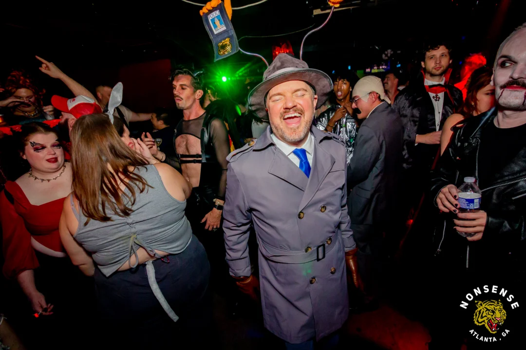 Nonsense Halloween 2025 at 404.exe - Kimber and Tom Bruno were the DJs - Photo by by @hellacurious - Decor and art installations by Scott and Tad - Monster Fortune Telling by Mystic Madison