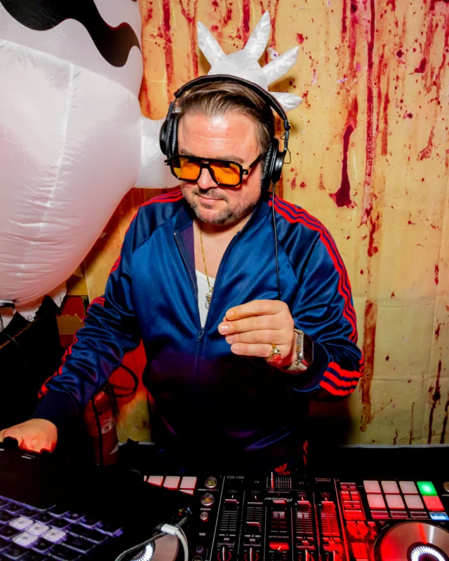 Nonsense Halloween 2025 at 404.exe - Kimber and Tom Bruno were the DJs - Photo by by @hellacurious - Decor and art installations by Scott and Tad - Monster Fortune Telling by Mystic Madison