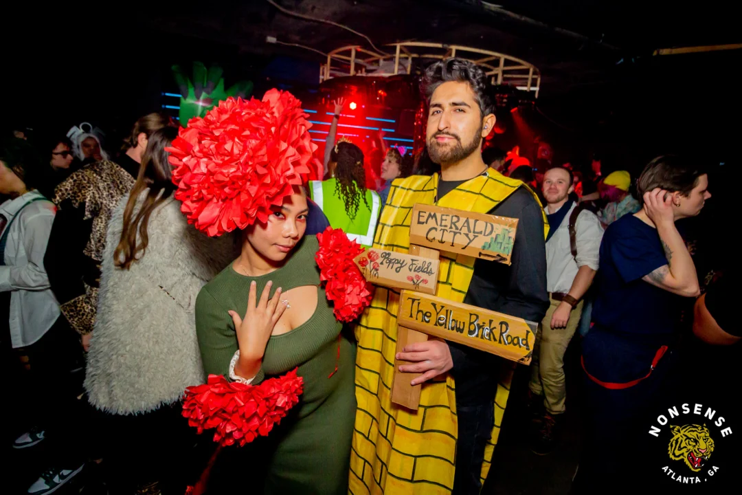 Nonsense Halloween 2025 at 404.exe - Kimber and Tom Bruno were the DJs - Photo by by @hellacurious - Decor and art installations by Scott and Tad - Monster Fortune Telling by Mystic Madison