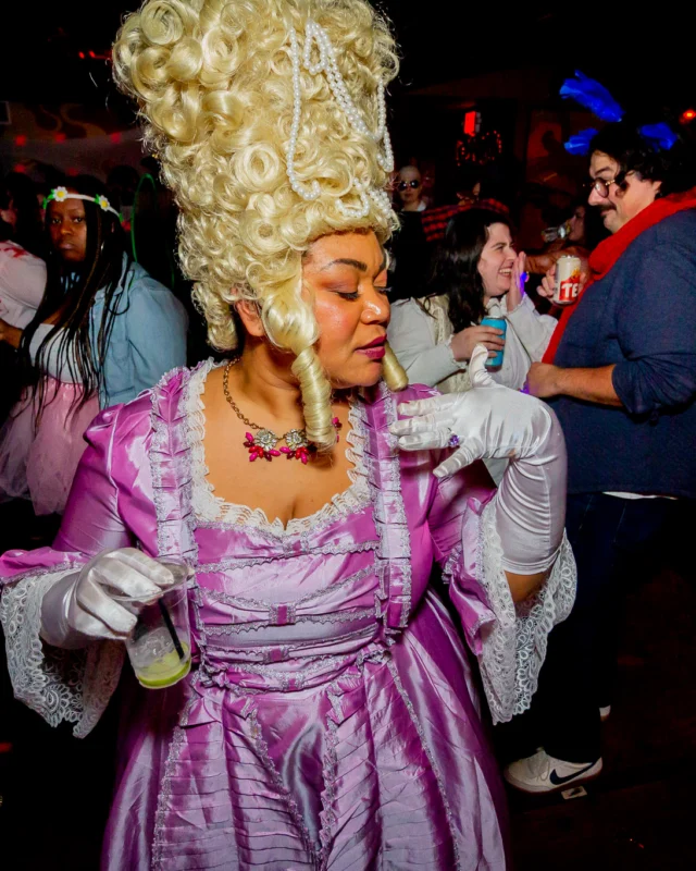 Nonsense Halloween 2025 at 404.exe - Kimber and Tom Bruno were the DJs - Photo by by @hellacurious - Decor and art installations by Scott and Tad - Monster Fortune Telling by Mystic Madison