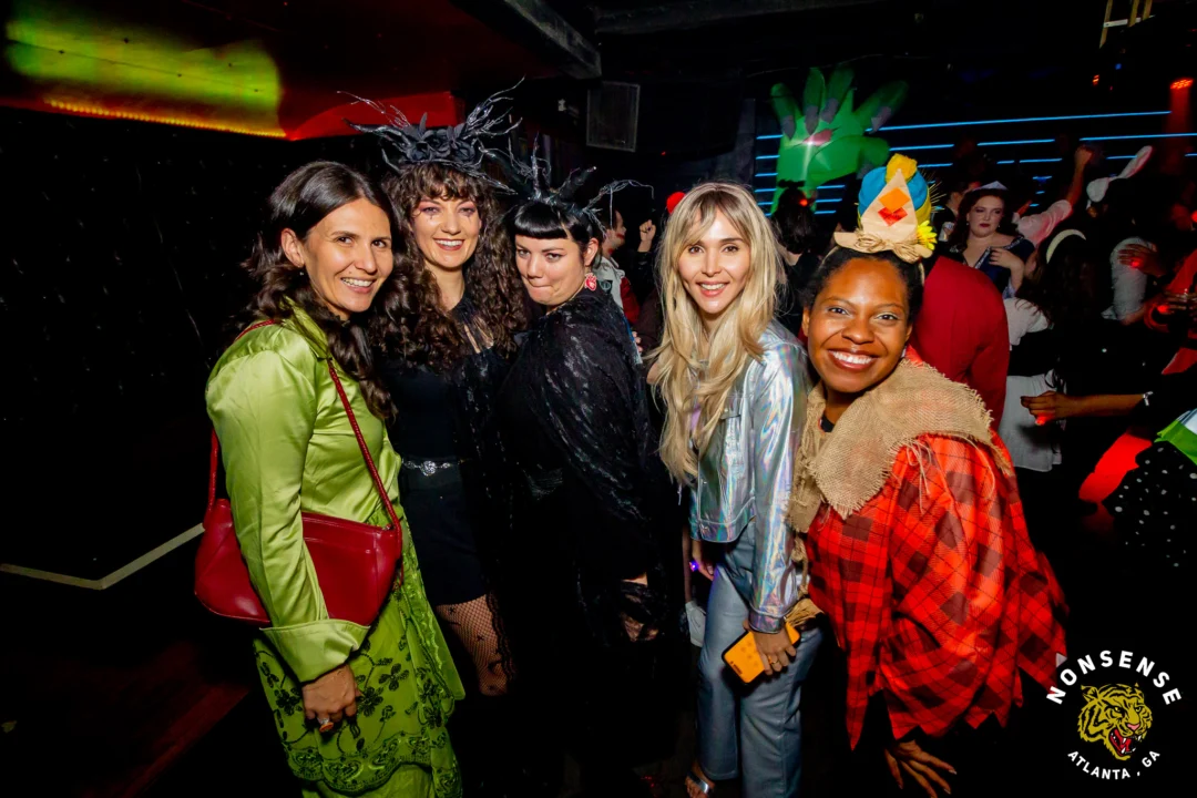 Nonsense Halloween 2025 at 404.exe - Kimber and Tom Bruno were the DJs - Photo by by @hellacurious - Decor and art installations by Scott and Tad - Monster Fortune Telling by Mystic Madison