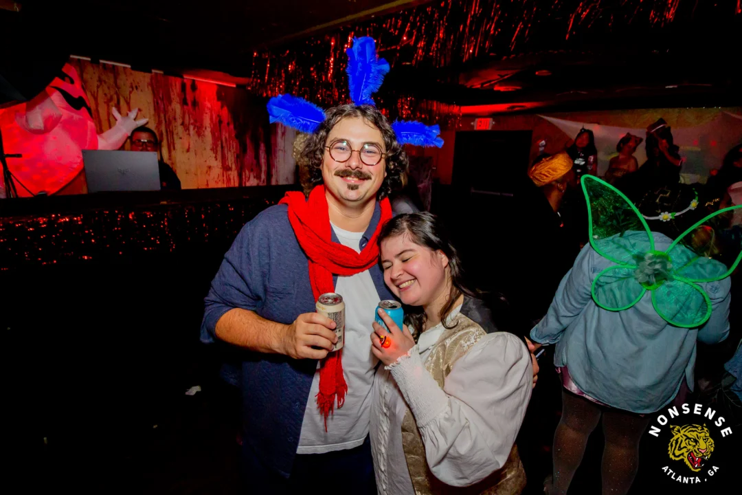 Nonsense Halloween 2025 at 404.exe - Kimber and Tom Bruno were the DJs - Photo by by @hellacurious - Decor and art installations by Scott and Tad - Monster Fortune Telling by Mystic Madison