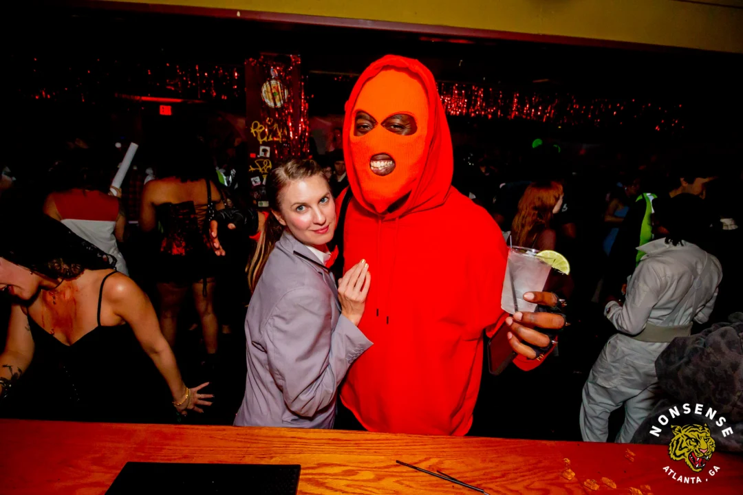 Nonsense Halloween 2025 at 404.exe - Kimber and Tom Bruno were the DJs - Photo by by @hellacurious - Decor and art installations by Scott and Tad - Monster Fortune Telling by Mystic Madison