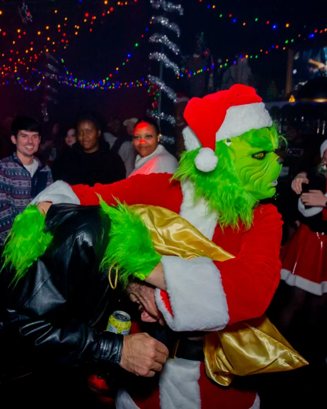 Nonsense Christmas 2025 - Kimber was the DJ - Scott was Santa - Madison was the Grumpy Elf - Photo by @hellacurious