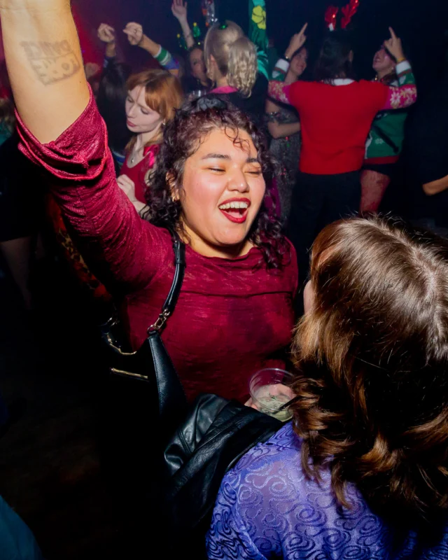 Nonsense Christmas 2025 - Kimber was the DJ - Scott was Santa - Madison was the Grumpy Elf - Photo by @hellacurious