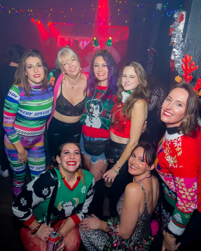 Nonsense Christmas 2025 - Kimber was the DJ - Scott was Santa - Madison was the Grumpy Elf - Photo by @hellacurious