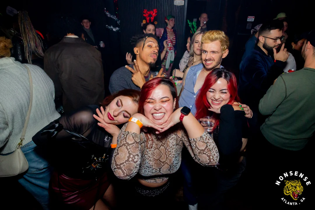 Nonsense Christmas 2025 - Kimber was the DJ - Scott was Santa - Madison was the Grumpy Elf - Photo by @hellacurious