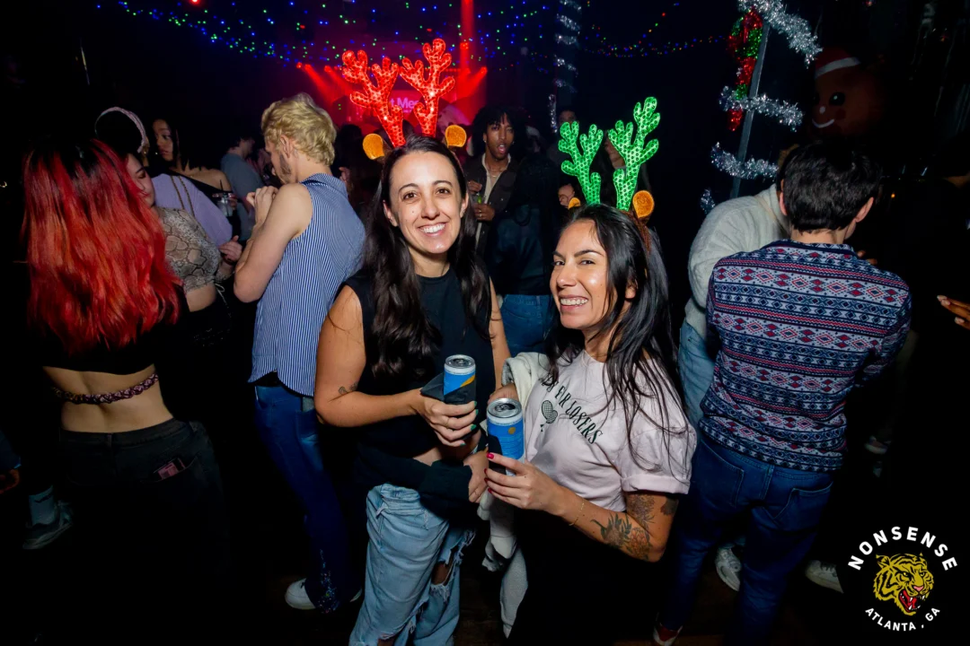 Nonsense Christmas 2025 - Kimber was the DJ - Scott was Santa - Madison was the Grumpy Elf - Photo by @hellacurious