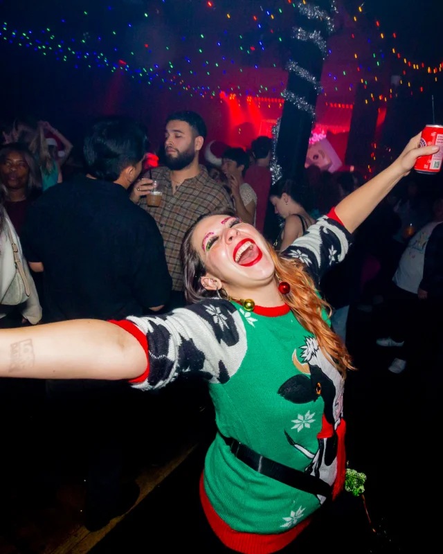 Nonsense Christmas 2025 - Kimber was the DJ - Scott was Santa - Madison was the Grumpy Elf - Photo by @hellacurious