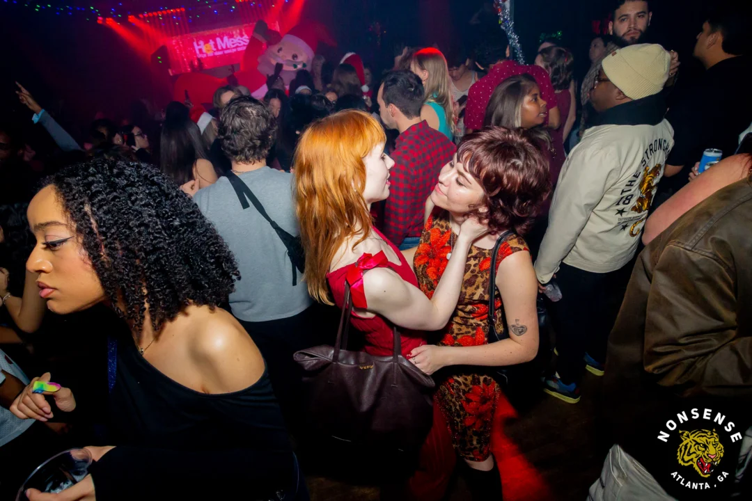 Nonsense Christmas 2025 - Kimber was the DJ - Scott was Santa - Madison was the Grumpy Elf - Photo by @hellacurious