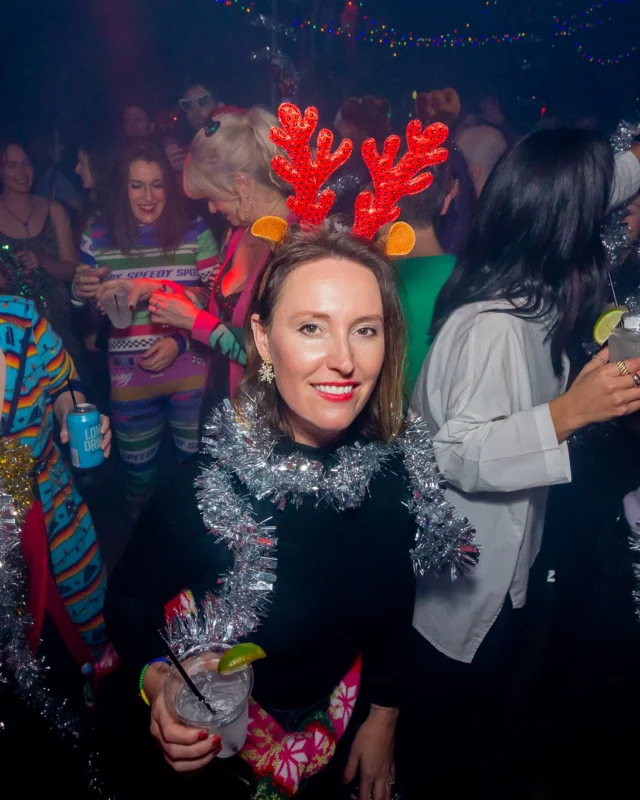 Nonsense Christmas 2025 - Kimber was the DJ - Scott was Santa - Madison was the Grumpy Elf - Photo by @hellacurious