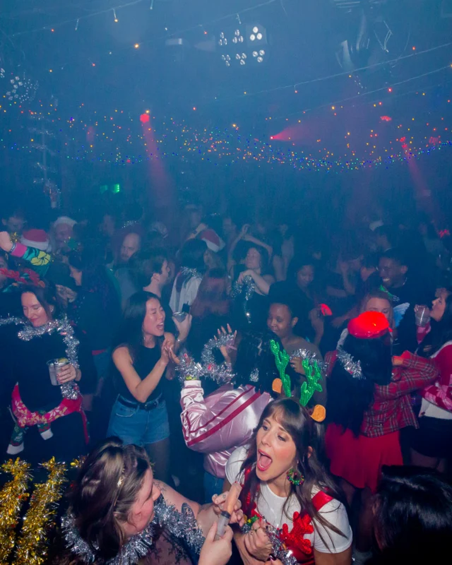 Nonsense Christmas 2025 - Kimber was the DJ - Scott was Santa - Madison was the Grumpy Elf - Photo by @hellacurious