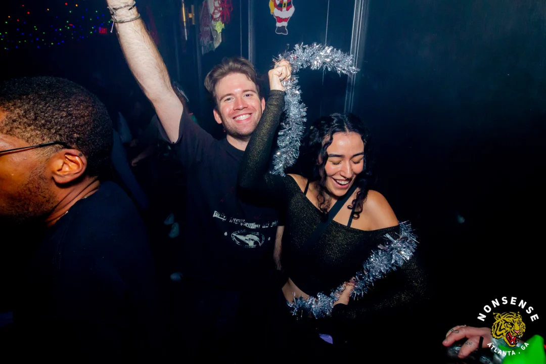 Nonsense Christmas 2025 - Kimber was the DJ - Scott was Santa - Madison was the Grumpy Elf - Photo by @hellacurious