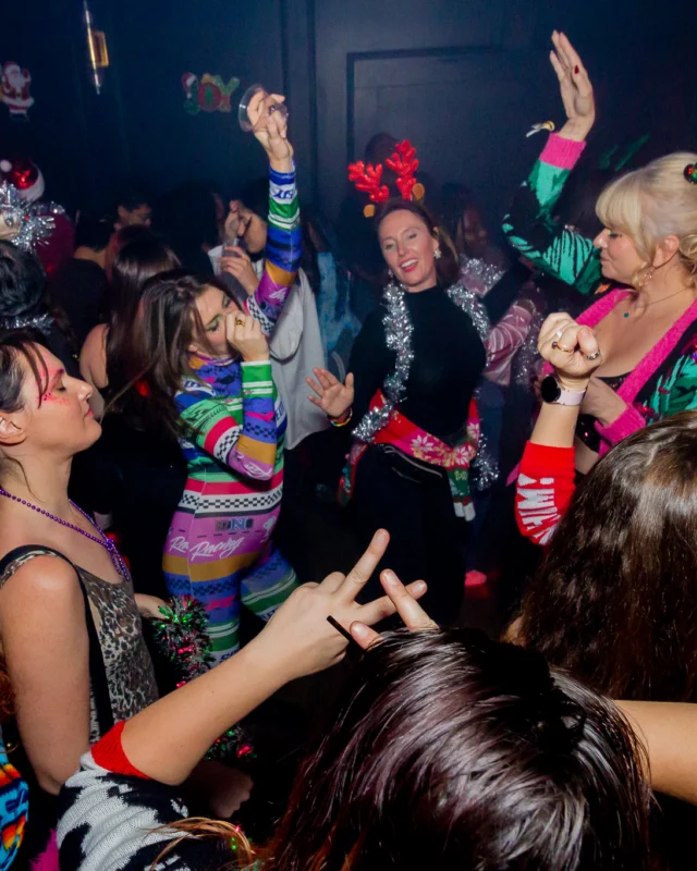 Nonsense Christmas 2025 - Kimber was the DJ - Scott was Santa - Madison was the Grumpy Elf - Photo by @hellacurious