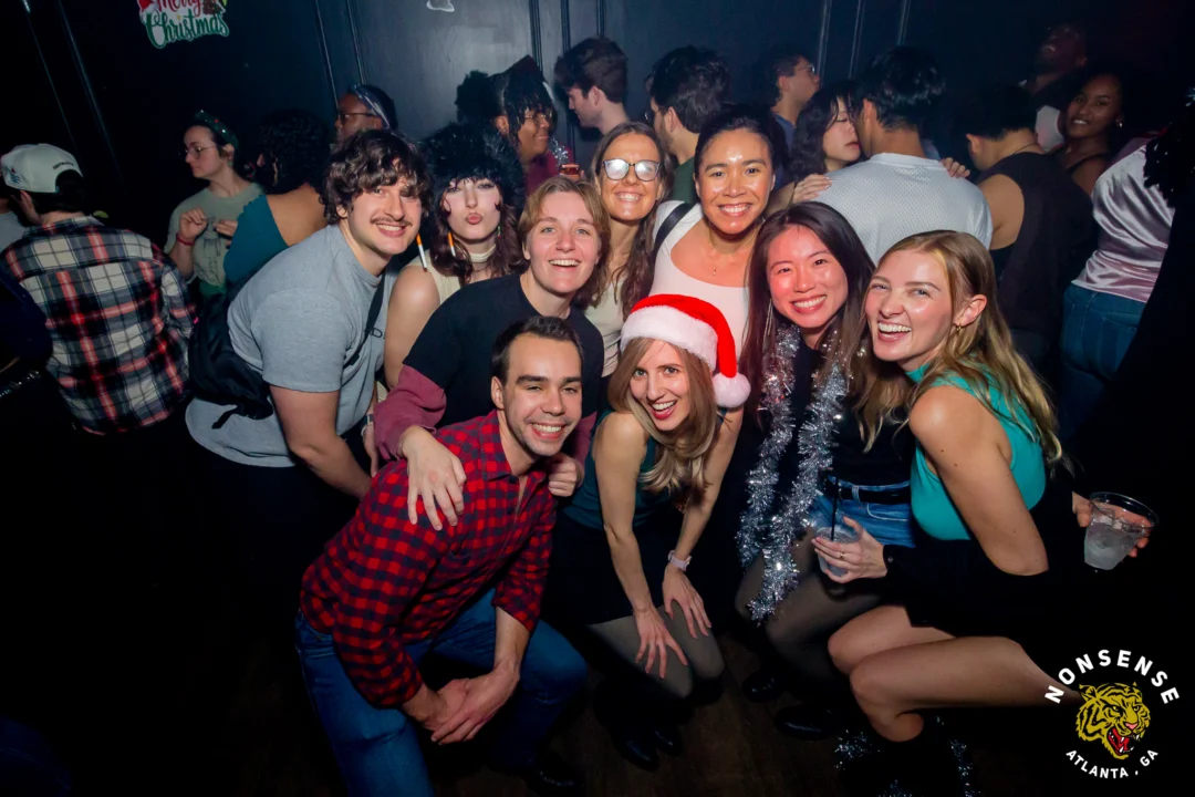 Nonsense Christmas 2025 - Kimber was the DJ - Scott was Santa - Madison was the Grumpy Elf - Photo by @hellacurious