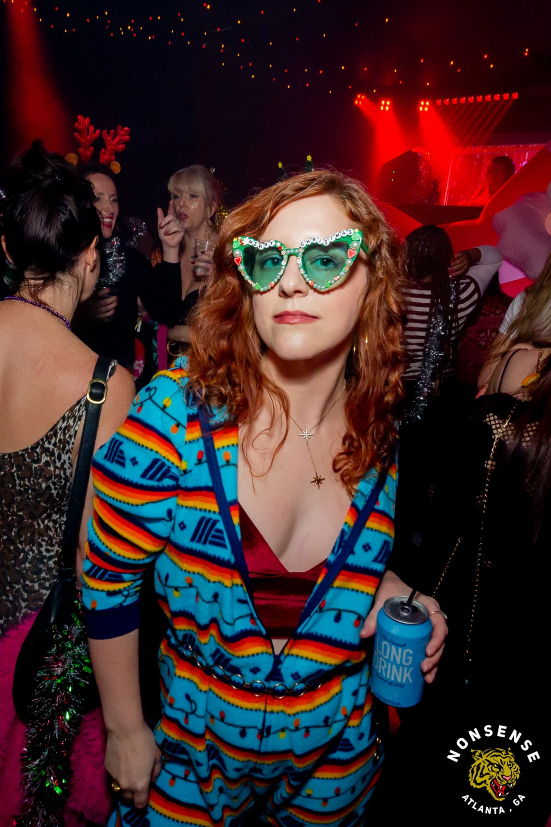 Nonsense Christmas 2025 - Kimber was the DJ - Scott was Santa - Madison was the Grumpy Elf - Photo by @hellacurious