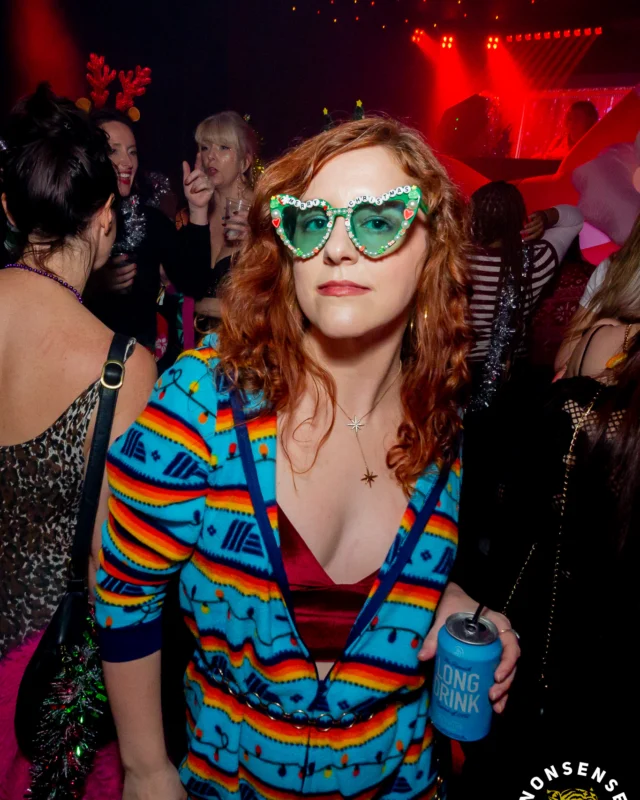 Nonsense Christmas 2025 - Kimber was the DJ - Scott was Santa - Madison was the Grumpy Elf - Photo by @hellacurious