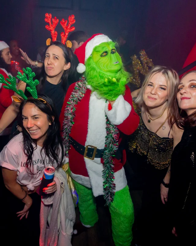 Nonsense Christmas 2025 - Kimber was the DJ - Scott was Santa - Madison was the Grumpy Elf - Photo by @hellacurious