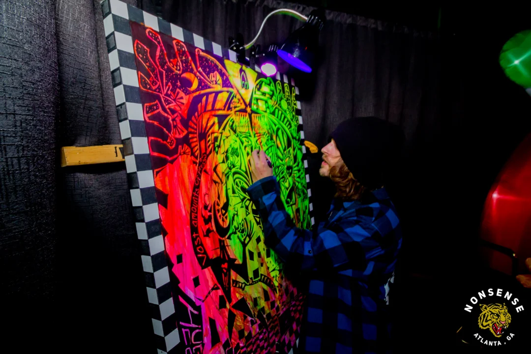 Nonsense Christmas 2025 - Kimber was the DJ - Scott was Santa - Madison was the Grumpy Elf - Photo by @hellacurious