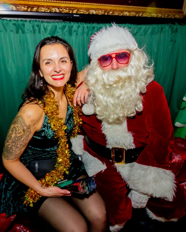 Nonsense Christmas 2025 - Kimber was the DJ - Scott was Santa - Madison was the Grumpy Elf - Photo by @hellacurious