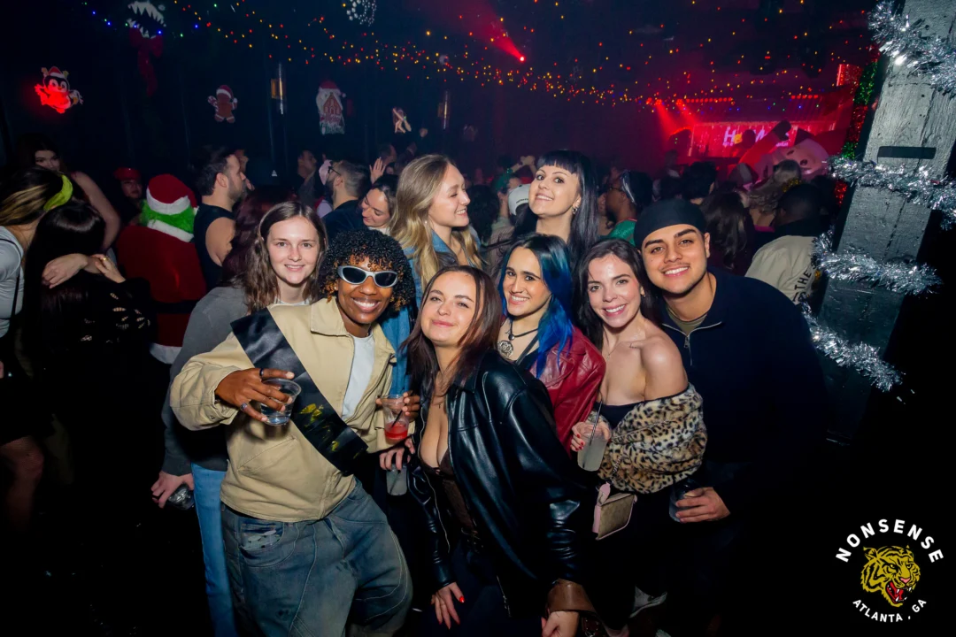 Nonsense Christmas 2025 - Kimber was the DJ - Scott was Santa - Madison was the Grumpy Elf - Photo by @hellacurious
