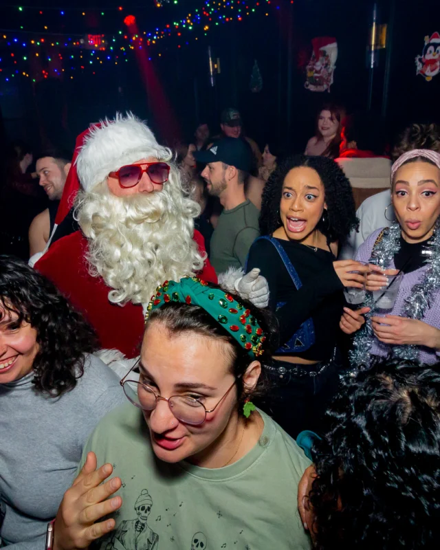 Nonsense Christmas 2025 - Kimber was the DJ - Scott was Santa - Madison was the Grumpy Elf - Photo by @hellacurious