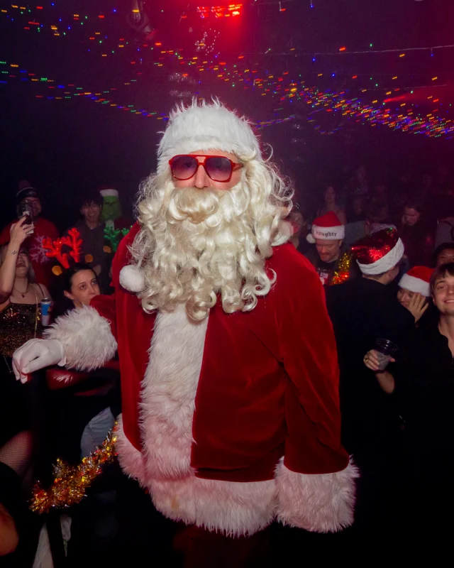 Nonsense Christmas 2025 - Kimber was the DJ - Scott was Santa - Madison was the Grumpy Elf - Photo by @hellacurious