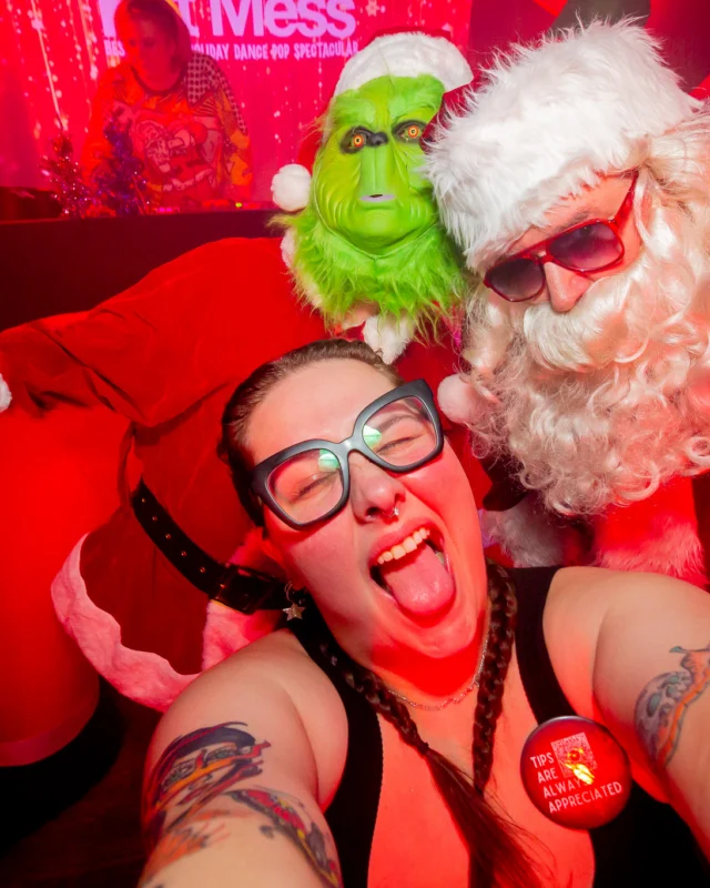 Nonsense Christmas 2025 - Kimber was the DJ - Scott was Santa - Madison was the Grumpy Elf - Photo by @hellacurious