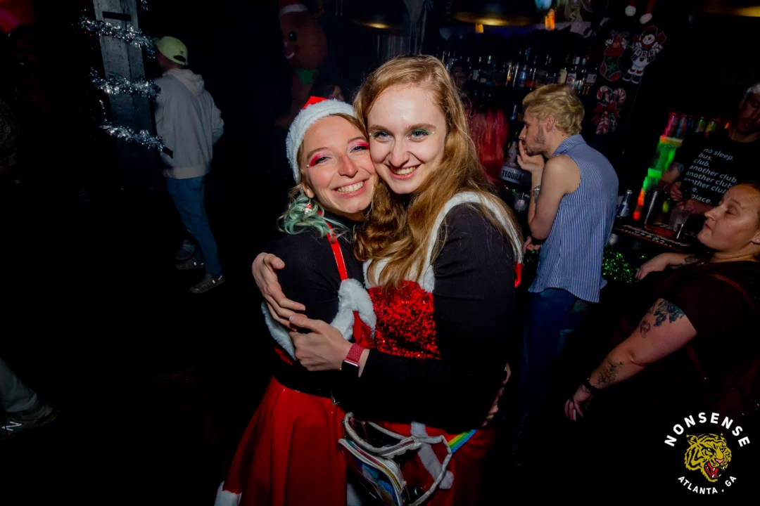 Nonsense Christmas 2025 - Kimber was the DJ - Scott was Santa - Madison was the Grumpy Elf - Photo by @hellacurious