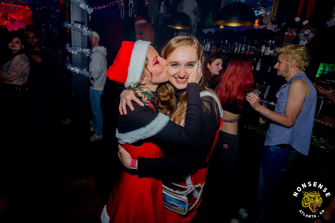 Nonsense Christmas 2025 - Kimber was the DJ - Scott was Santa - Madison was the Grumpy Elf - Photo by @hellacurious
