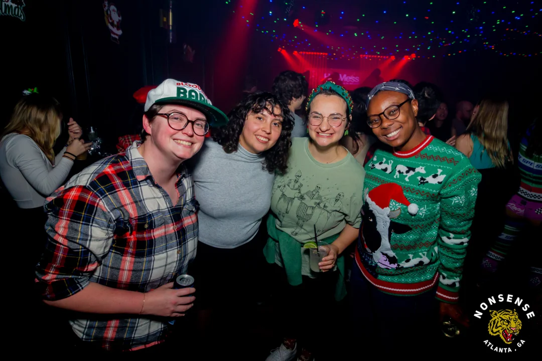 Nonsense Christmas 2025 - Kimber was the DJ - Scott was Santa - Madison was the Grumpy Elf - Photo by @hellacurious