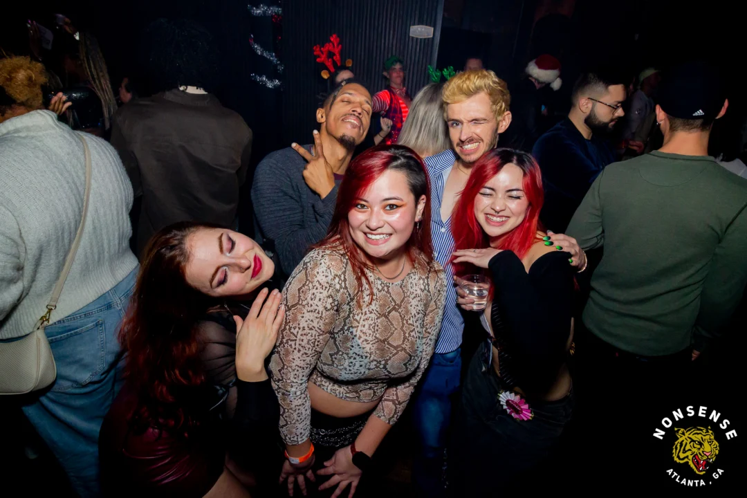 Nonsense Christmas 2025 - Kimber was the DJ - Scott was Santa - Madison was the Grumpy Elf - Photo by @hellacurious