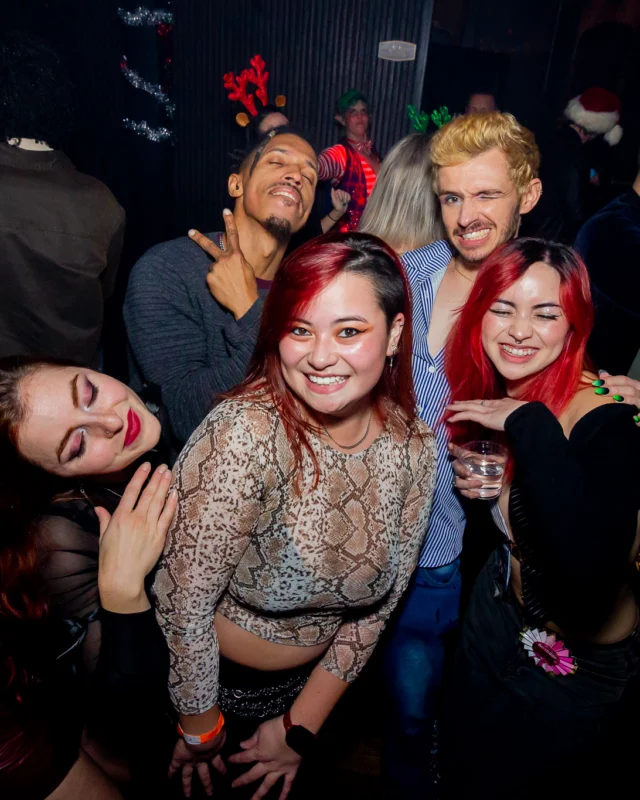 Nonsense Christmas 2025 - Kimber was the DJ - Scott was Santa - Madison was the Grumpy Elf - Photo by @hellacurious