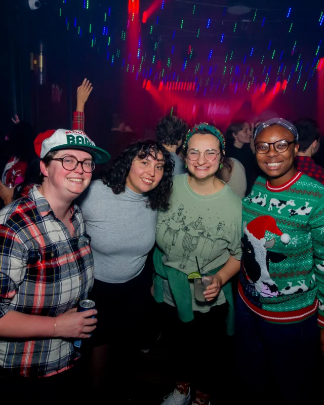 Nonsense Christmas 2025 - Kimber was the DJ - Scott was Santa - Madison was the Grumpy Elf - Photo by @hellacurious