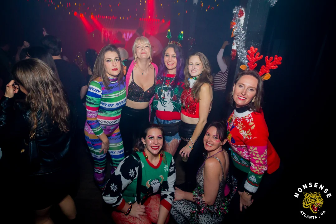 Nonsense Christmas 2025 - Kimber was the DJ - Scott was Santa - Madison was the Grumpy Elf - Photo by @hellacurious