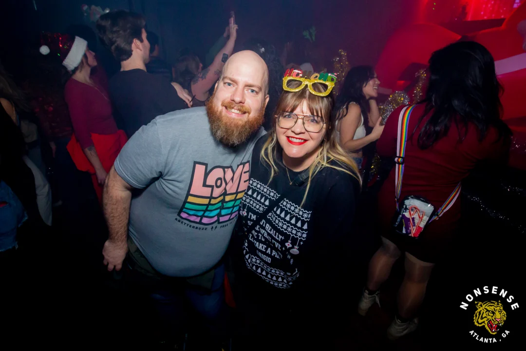 Nonsense Christmas 2025 - Kimber was the DJ - Scott was Santa - Madison was the Grumpy Elf - Photo by @hellacurious