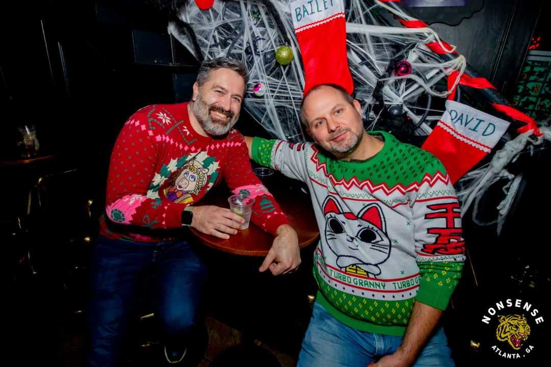 Nonsense Christmas 2025 - Kimber was the DJ - Scott was Santa - Madison was the Grumpy Elf - Photo by @hellacurious